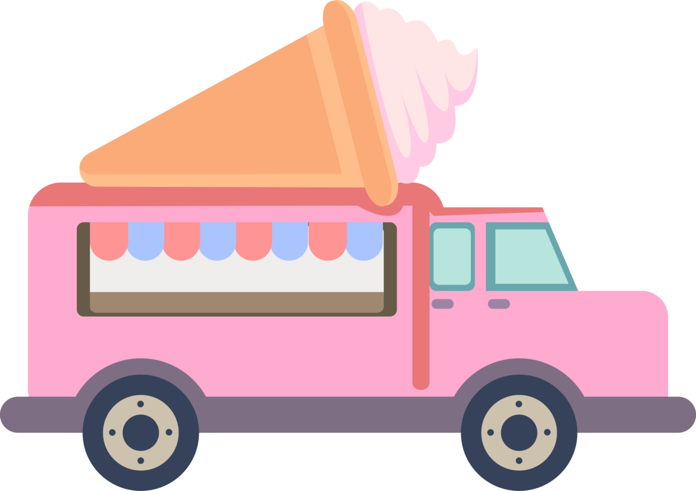 carino pastello colore ghiaccio crema camion illustrazione per manifesto, ragazzo indossare elemento, carta png