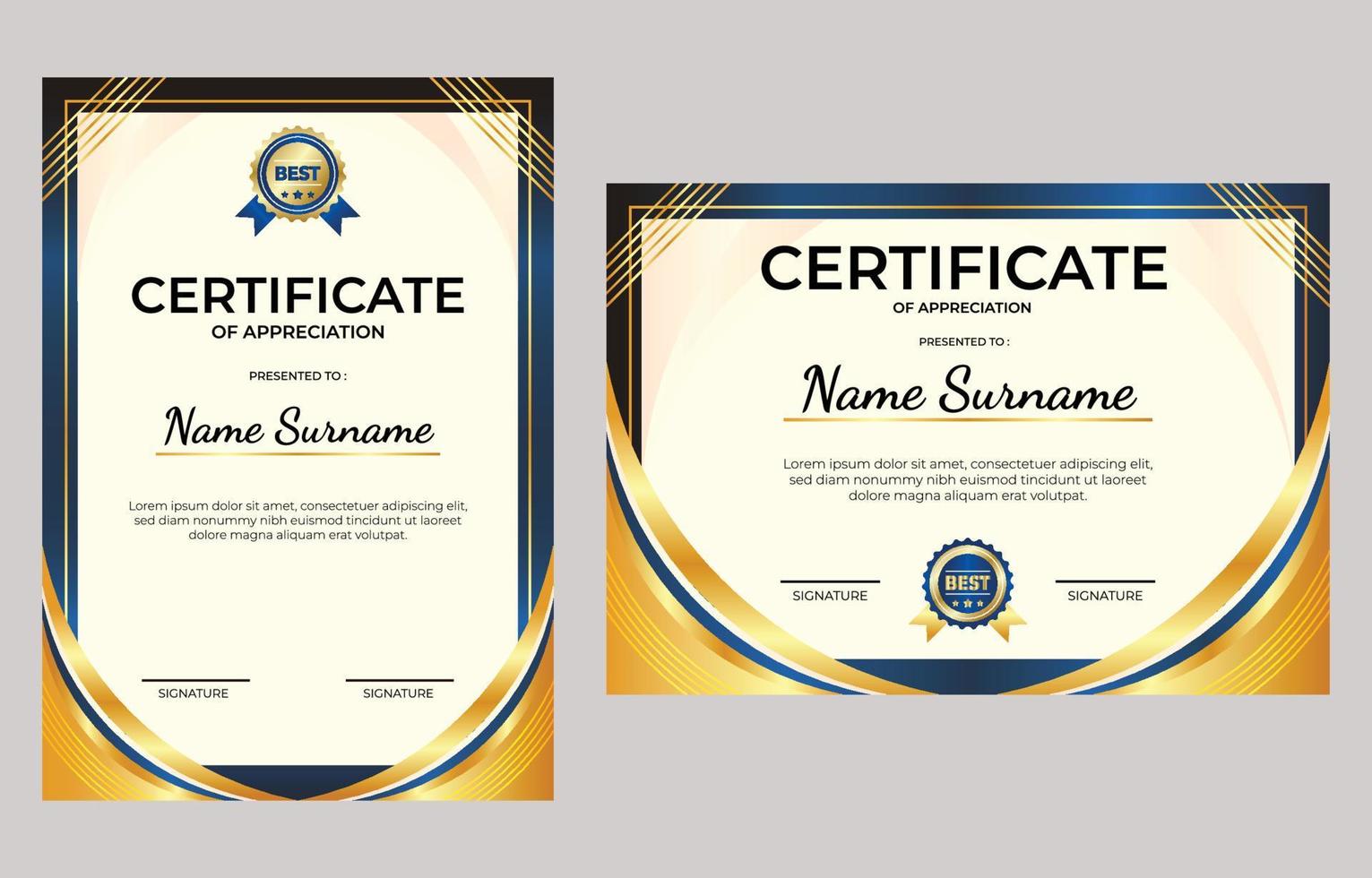 Certificate Gradient Modern vector