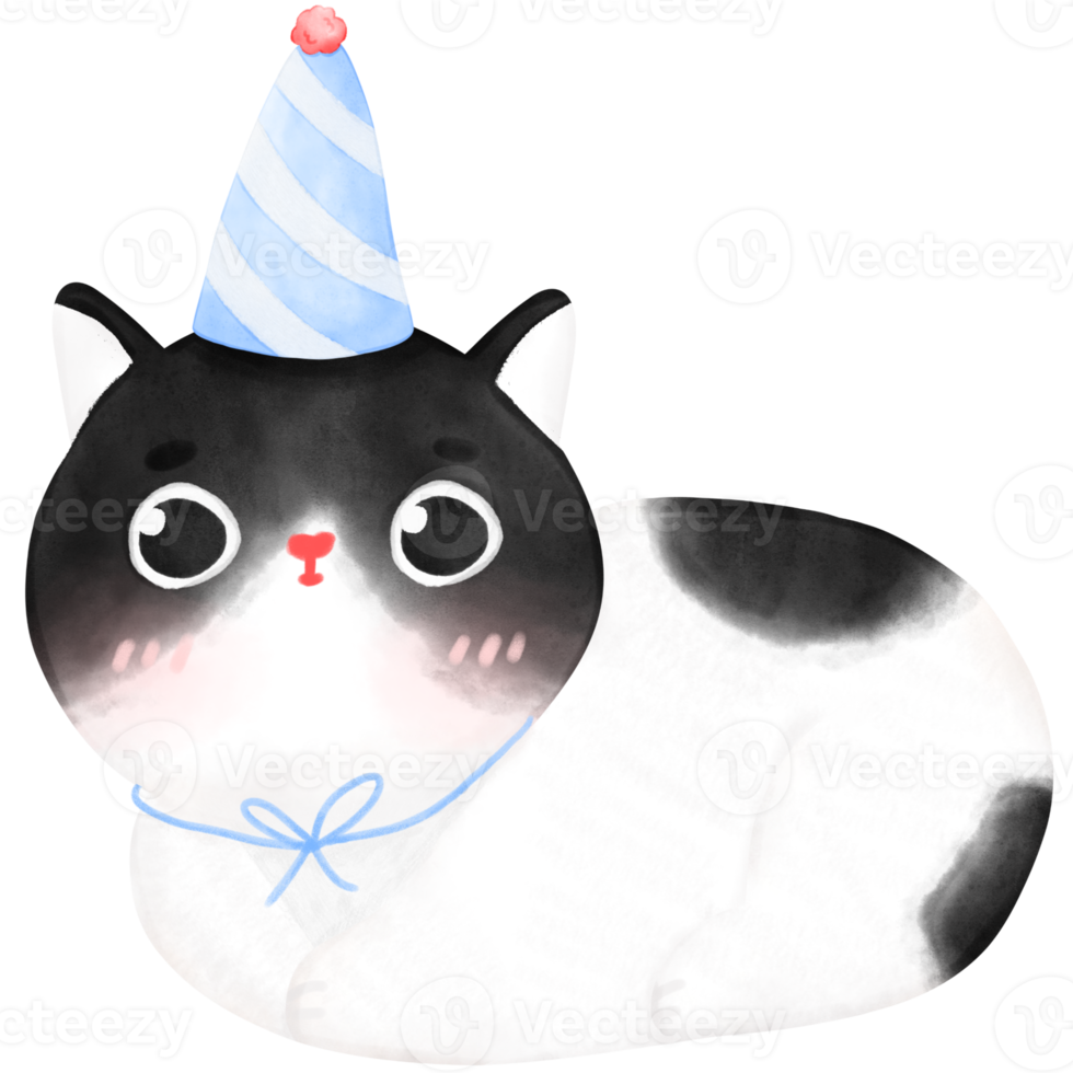 Happy Birthday Cat, Funny Cat, Cat illustration, Watercolor png