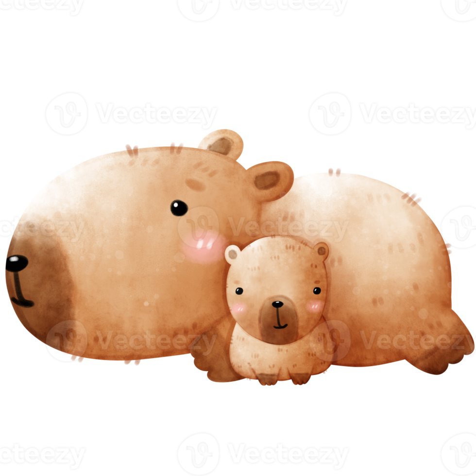 Cute capybara, capybara illustration, Watercolor capybara, happy capybara png
