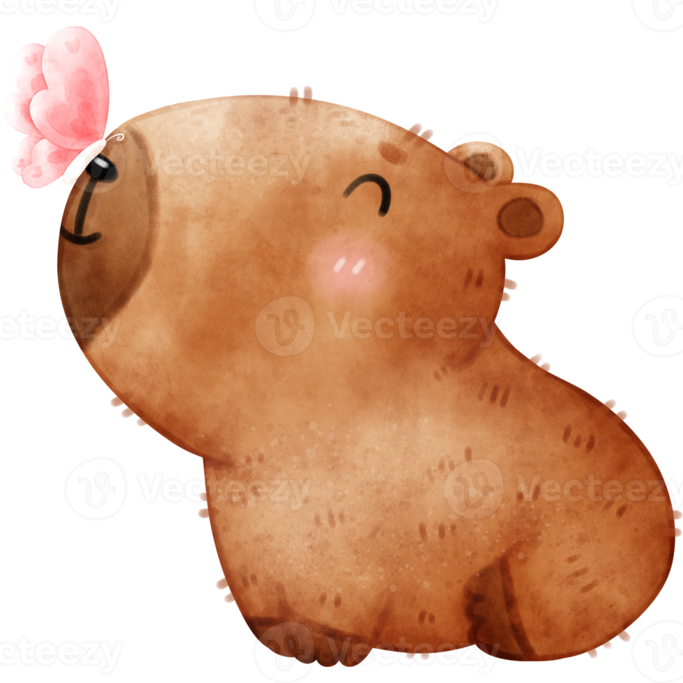 Cute capybara, capybara illustration, Watercolor capybara, happy capybara png