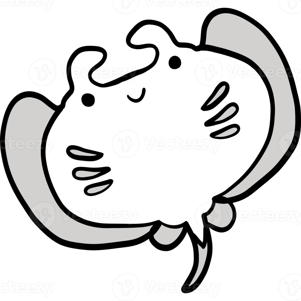 Cute stingray illustration, sea life, marine life illustration png