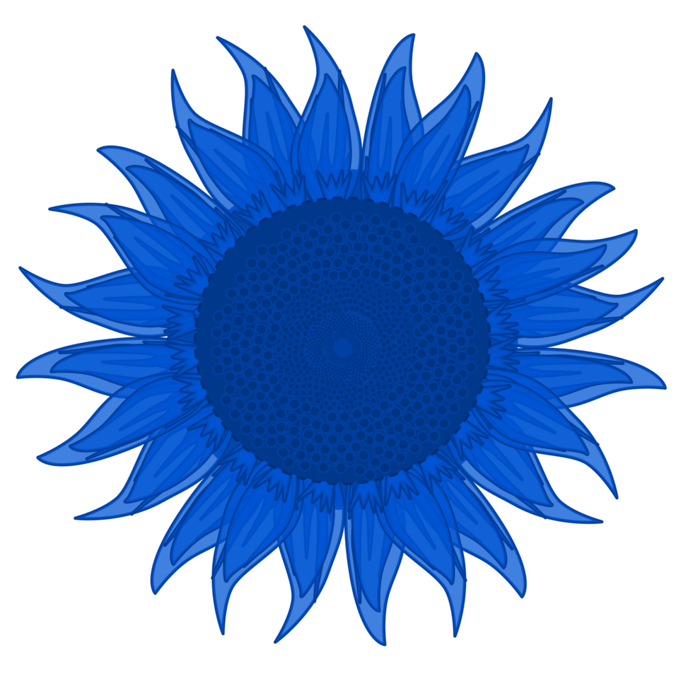 blue sunflower Monochrome png