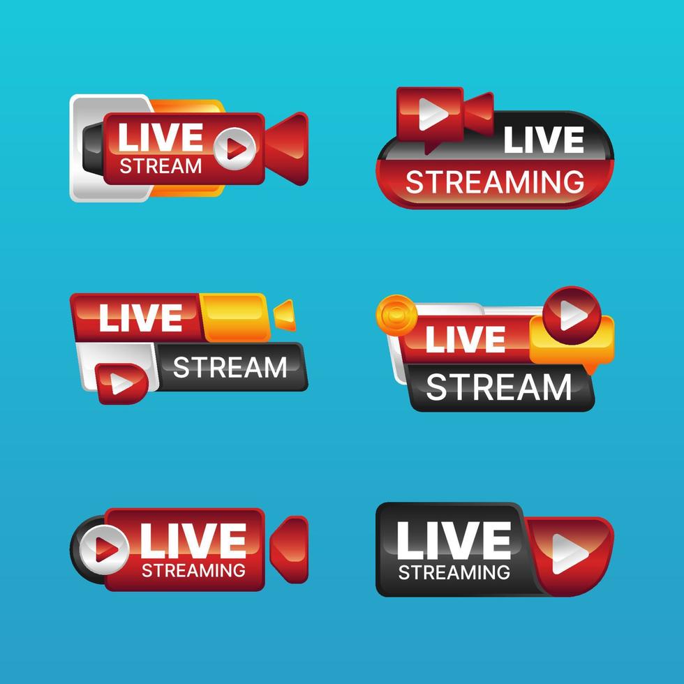 Youtube Logo Live Streaming Badge vector