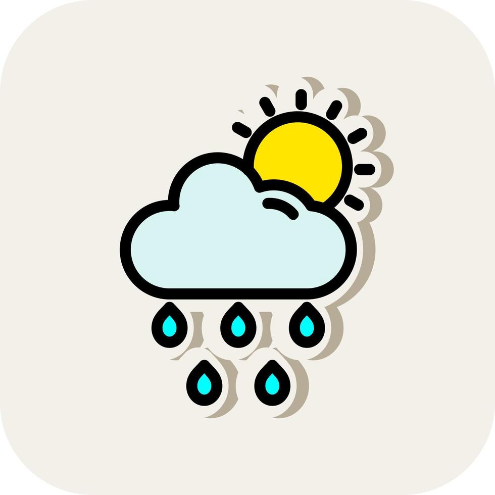 Cloud Sun Rain Vector Icon Design