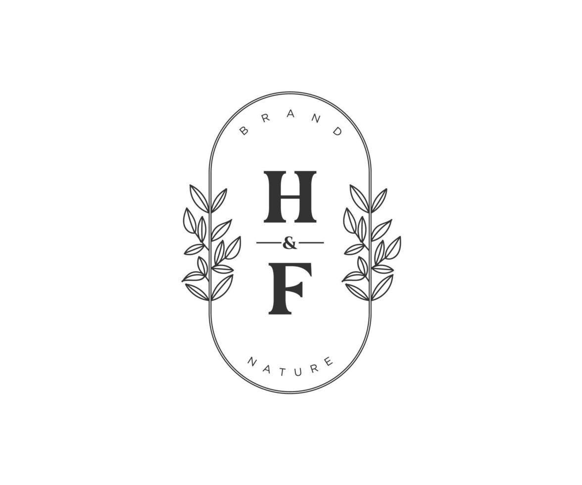 inicial hf letras hermosa floral femenino editable prefabricado monoline logo adecuado para spa salón piel pelo belleza boutique y cosmético compañía. vector