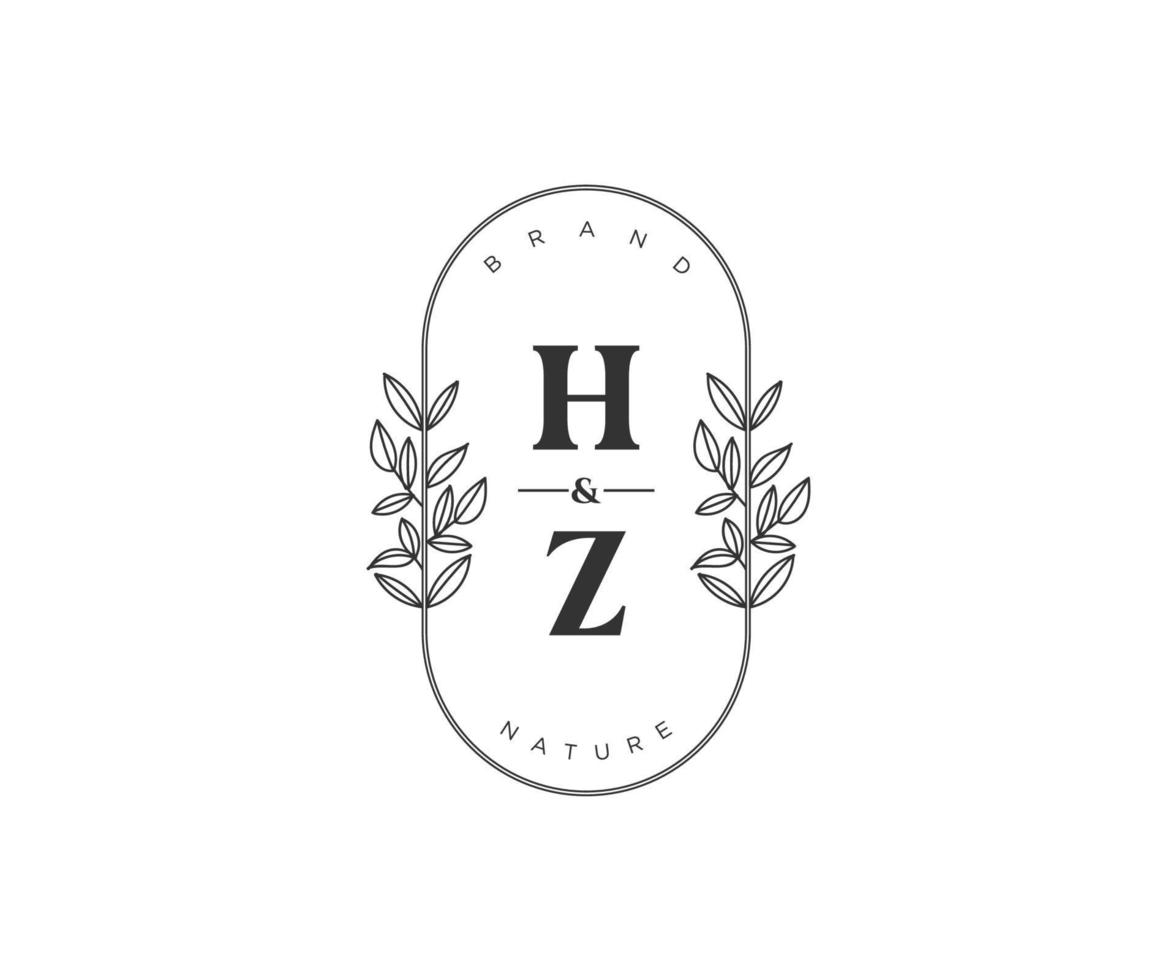 inicial hz letras hermosa floral femenino editable prefabricado monoline logo adecuado para spa salón piel pelo belleza boutique y cosmético compañía. vector
