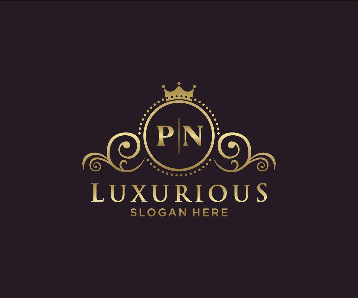 Initial PN Letter Royal Luxury Logo template in vector art for Restaurant, Royalty, Boutique, Cafe, Hotel, Heraldic, Jewelry, Fashion and other vector illustration.