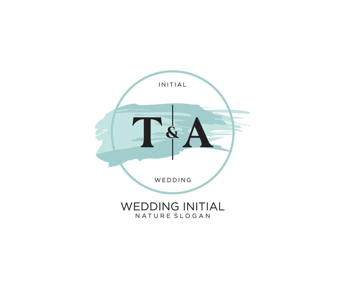 Initial TA Letter Beauty vector initial logo, handwriting logo of initial signature, wedding, fashion, jewerly, boutique, floral and botanical with creative template for any company or business.