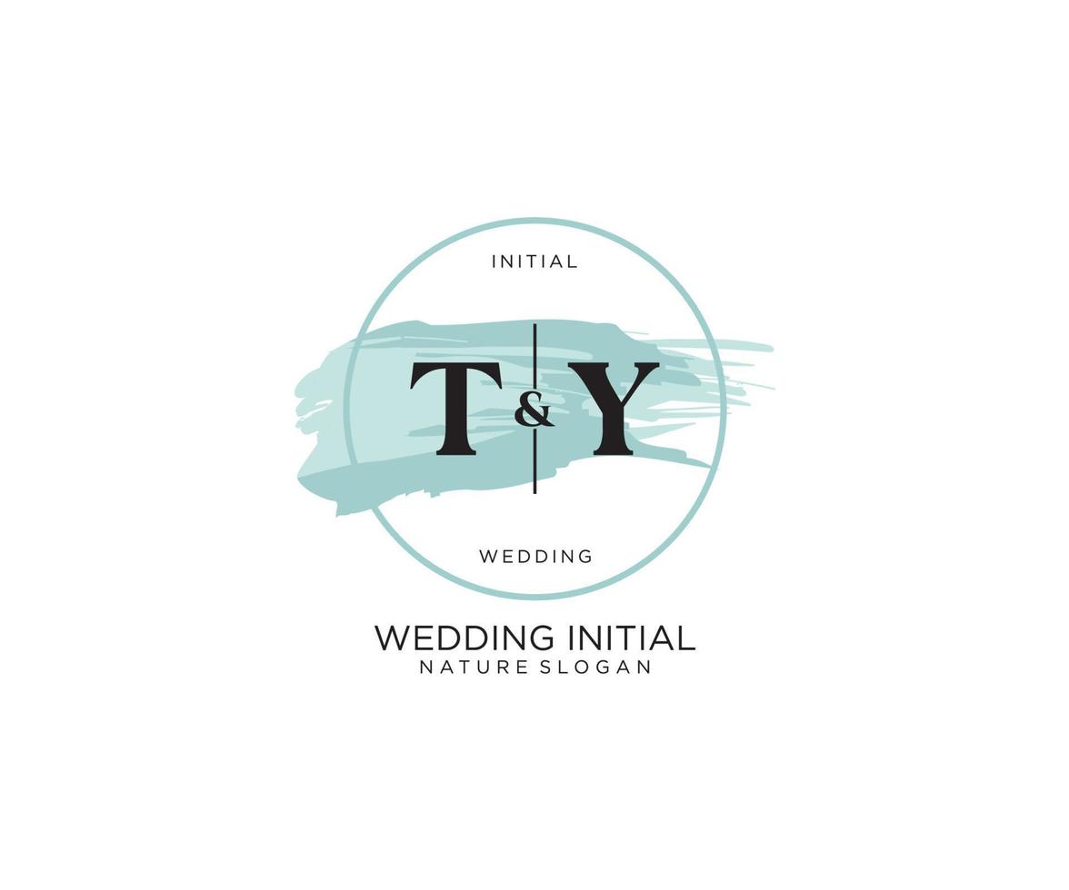 Initial TY Letter Beauty vector initial logo, handwriting logo of initial signature, wedding, fashion, jewerly, boutique, floral and botanical with creative template for any company or business.