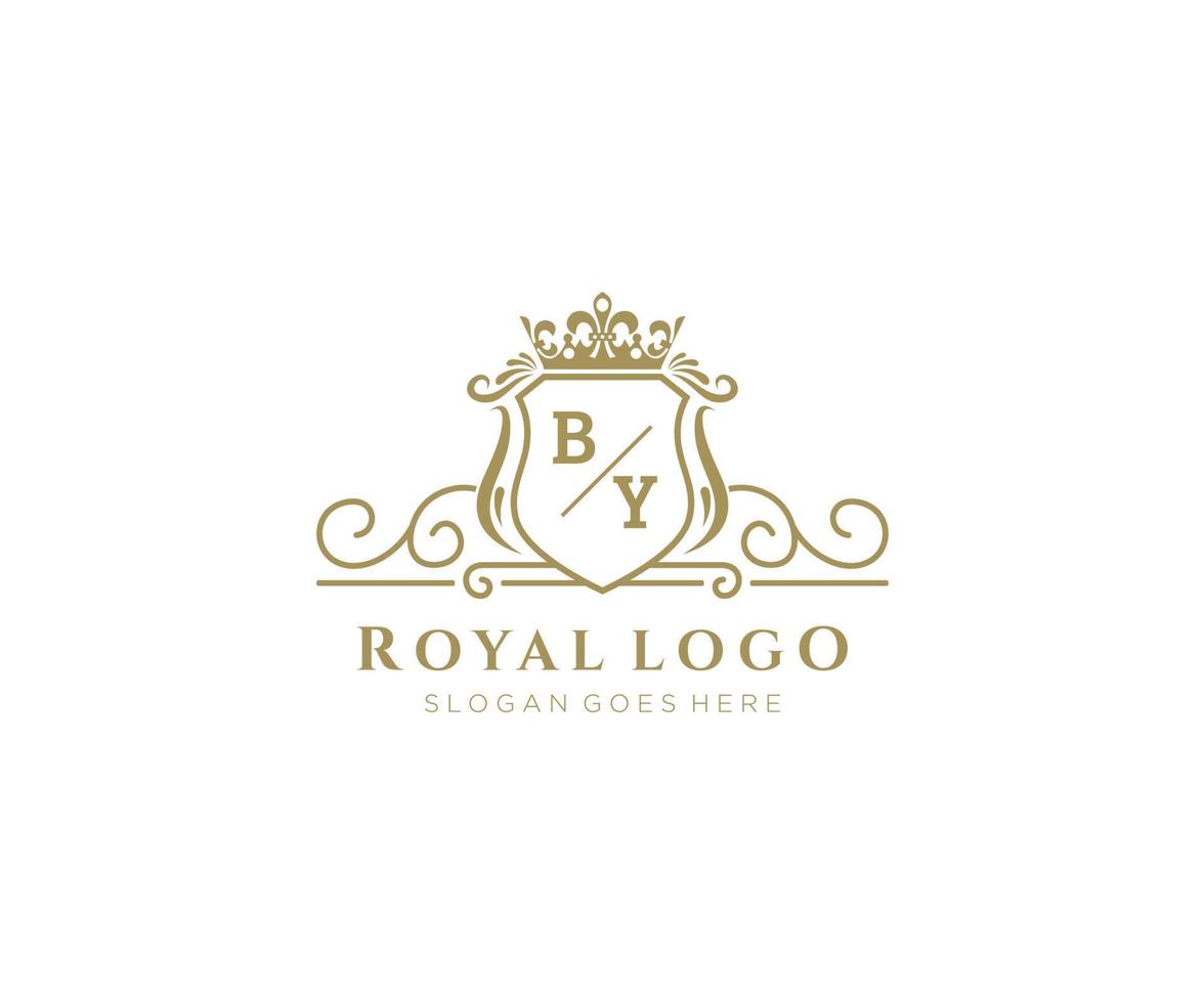 Initial BY Letter Luxurious Brand Logo Template, for Restaurant, Royalty, Boutique, Cafe, Hotel, Heraldic, Jewelry, Fashion and other vector illustration.