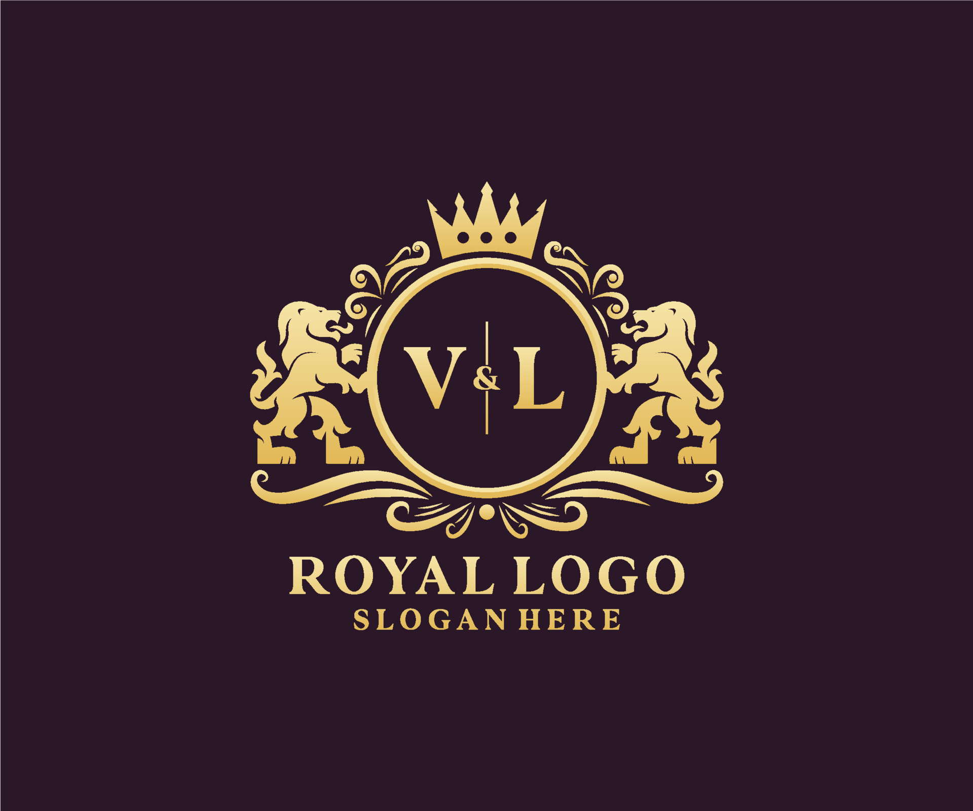 Royal Luxury Letter VL Logo Stock Vector - Illustration of corporate,  template: 228405632