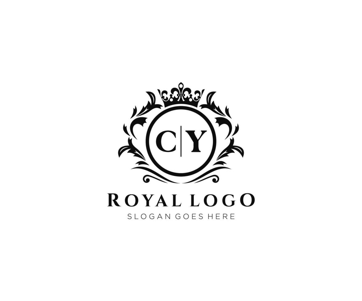 Initial CY Letter Luxurious Brand Logo Template, for Restaurant, Royalty, Boutique, Cafe, Hotel, Heraldic, Jewelry, Fashion and other vector illustration.