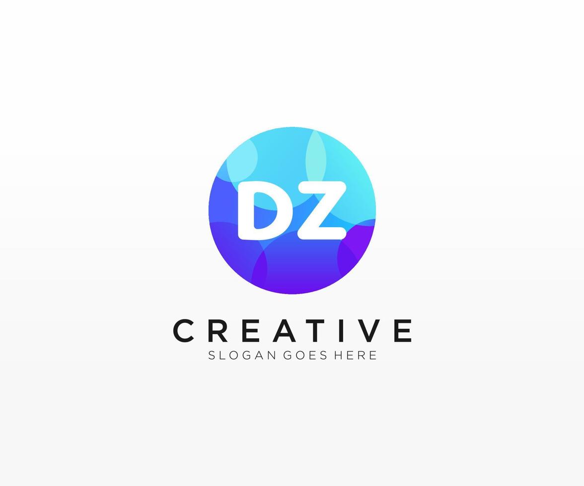 DZ initial logo With Colorful Circle template vector. vector
