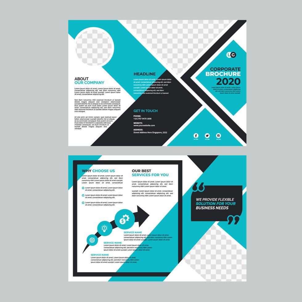 Brochure design with blue color vector