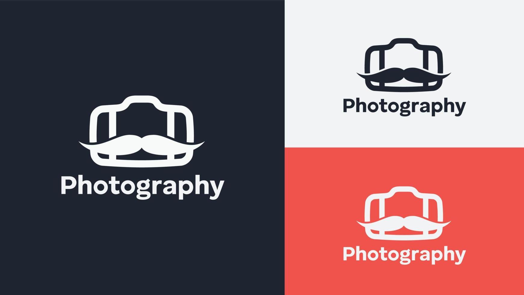 Editable mustache photography logo template vector