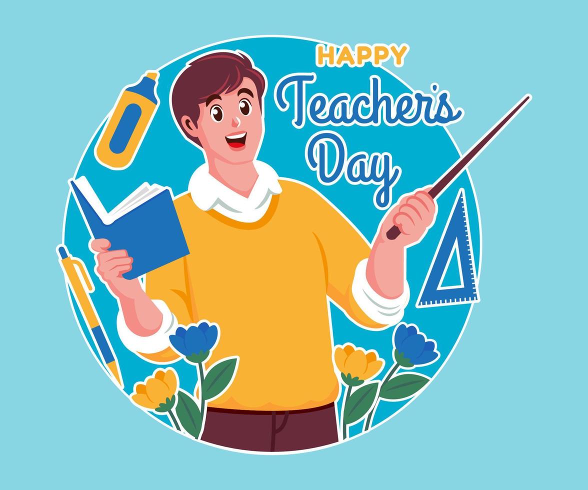 happy teachers day illustration background vector