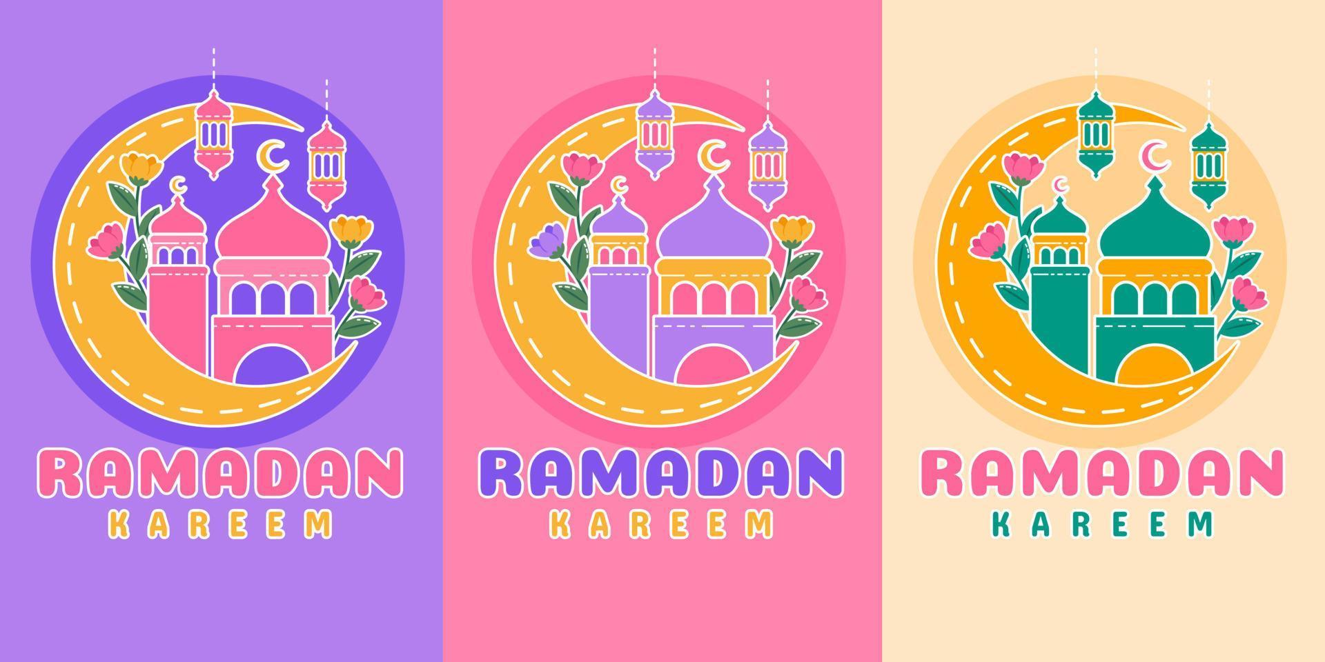 Ramadan Kareem with mosque symbol vector