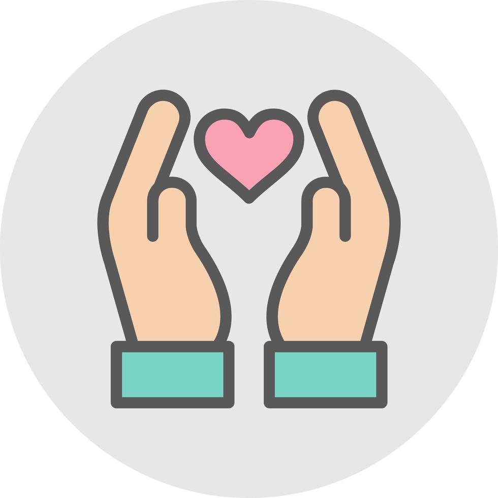 mano que sostiene el diseño del icono del vector del corazón