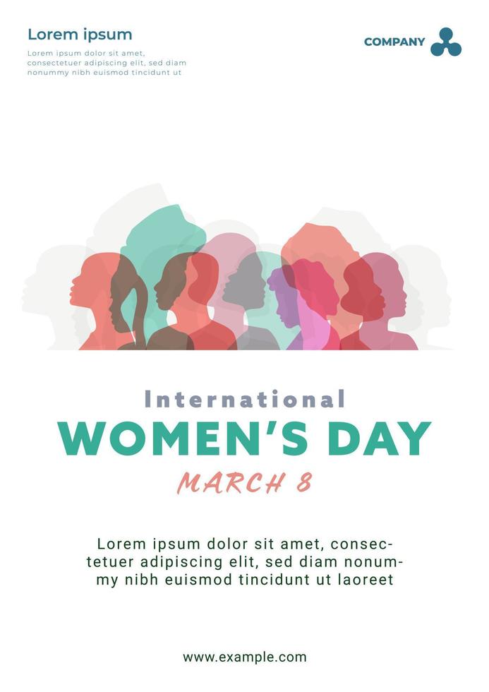 International Women's  Day. Women's Day poster design, woman silhouette illustration. vector