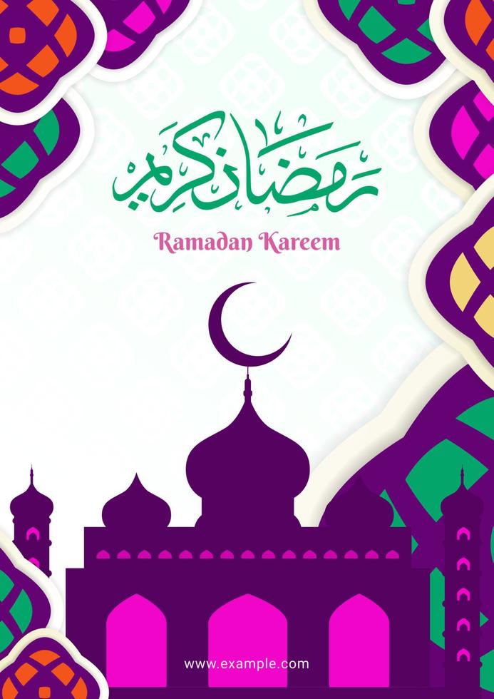 Ramadan Kareem designs. Islamic greeting poster template with Ramadan for celebration design. Background, Banner, Cover, Wallpaper. Vector Illustration.