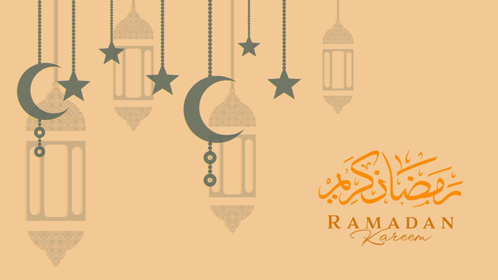 Ramadan Kareem designs. Islamic greeting background template with Ramadan for celebration design. Banner, Cover, Wallpaper. Vector Illustration.