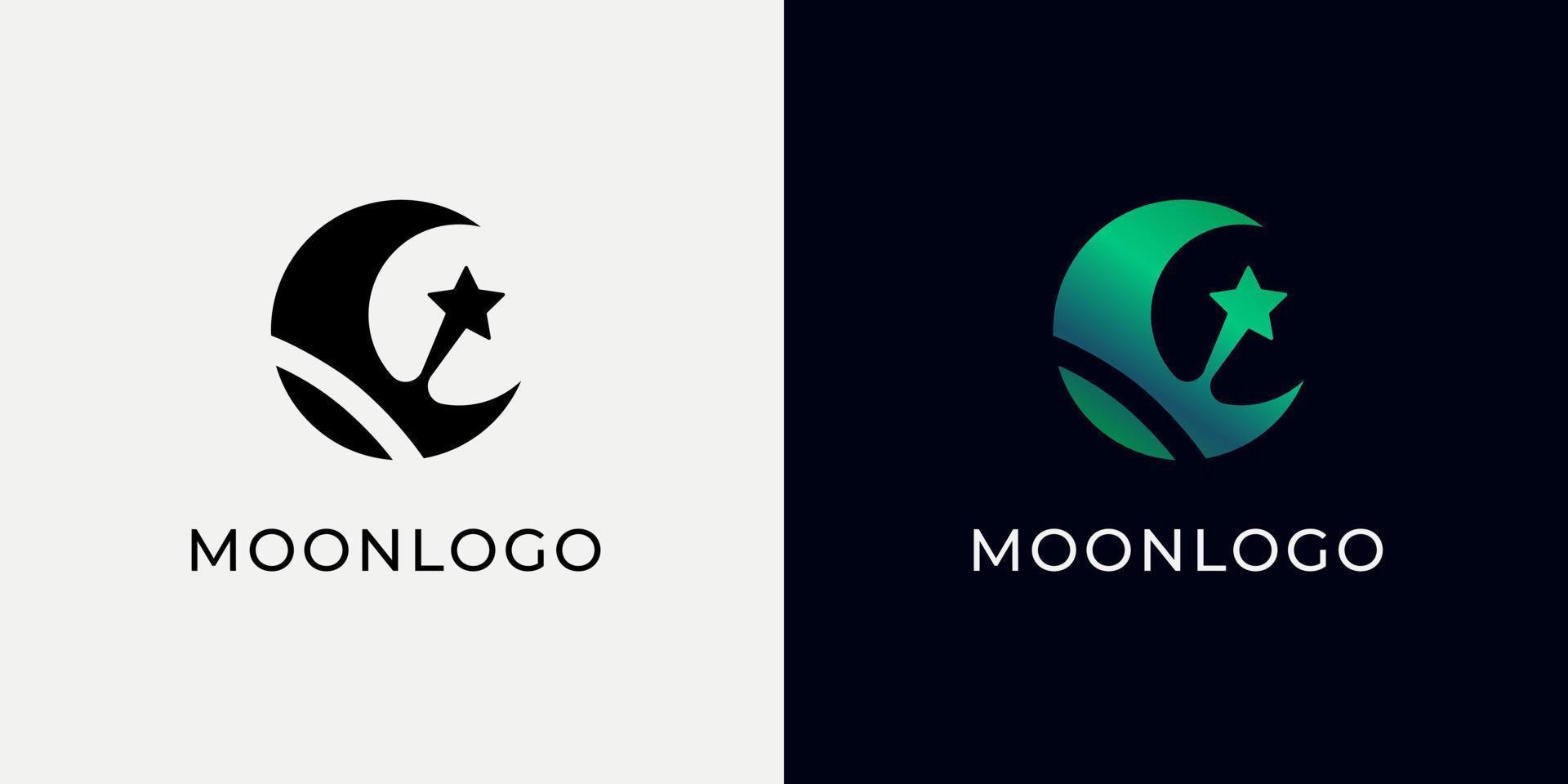 Crescent moon logo design. Abstract style illustration for background, cover, banner. Ramadan Kareem vector