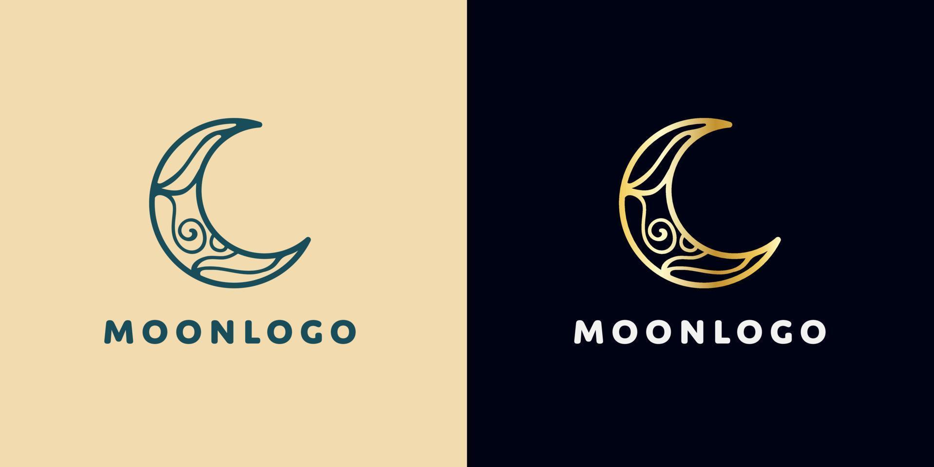 Elegant crescent moon logo design. Abstract style illustration for background, cover, banner. Ramadan Kareem vector