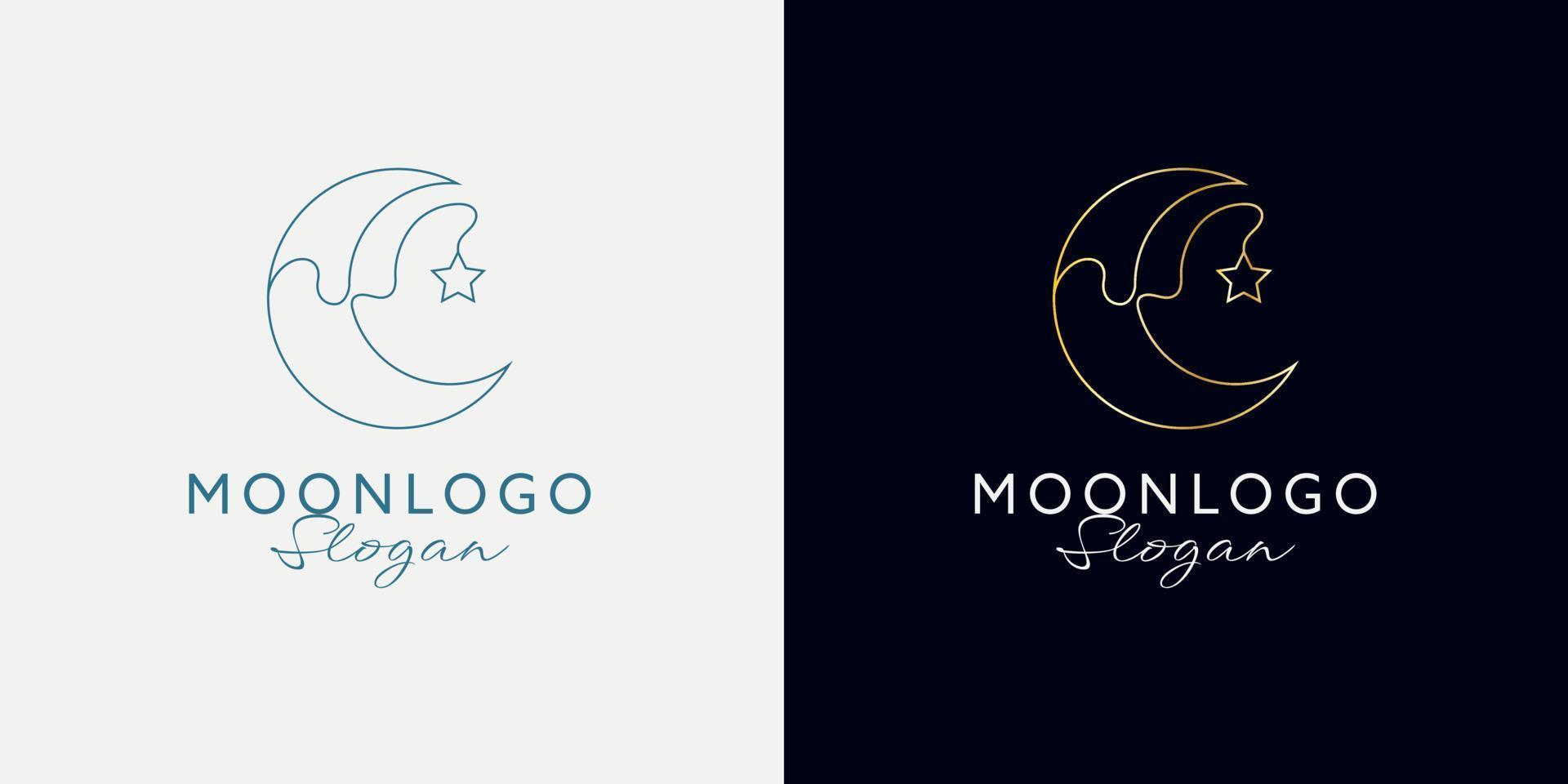 Elegant crescent moon logo design. Abstract style illustration for background, cover, banner. Ramadan Kareem vector