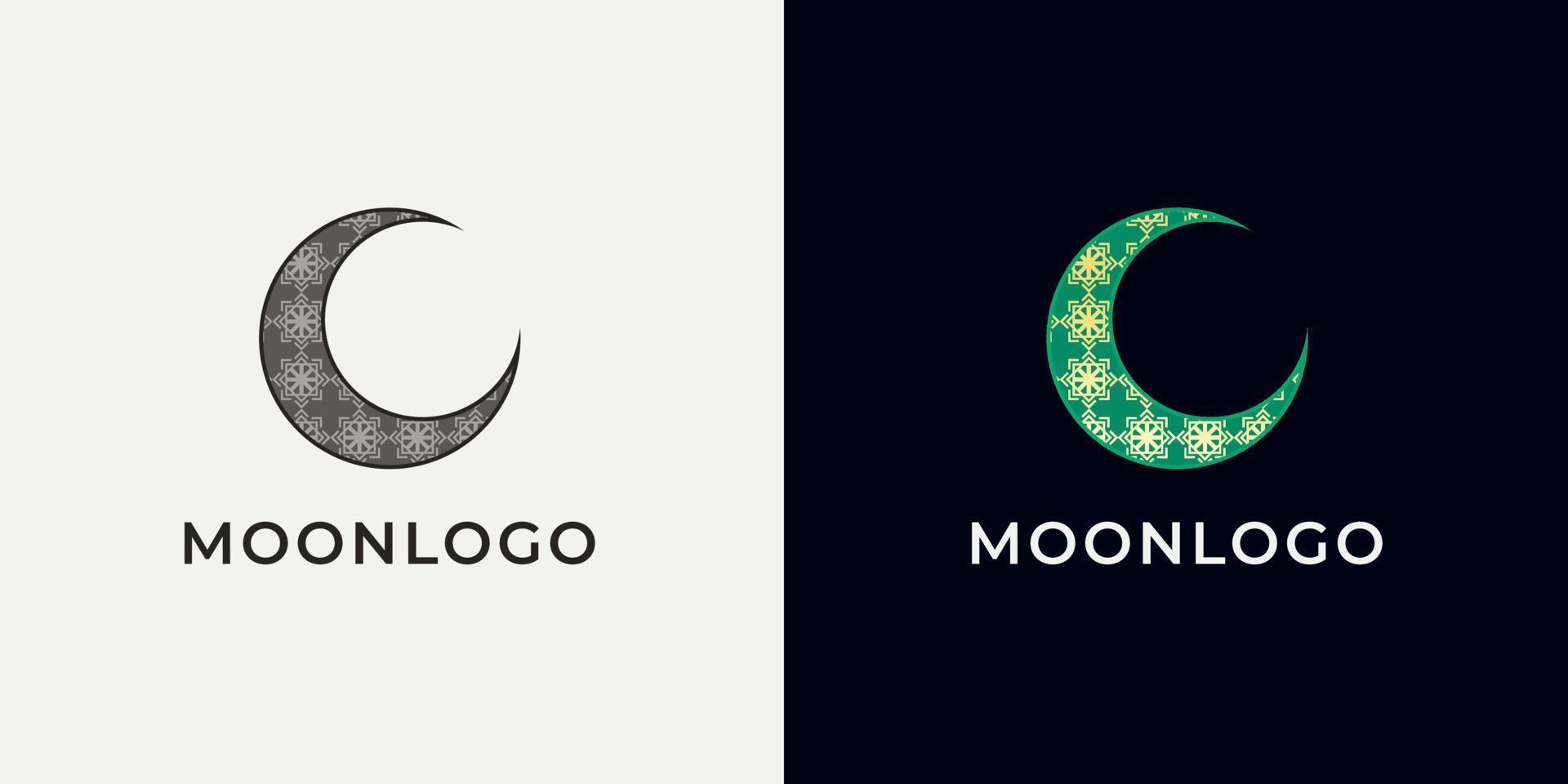 Crescent moon logo design. Abstract style illustration for background, cover, banner. Ramadan Kareem vector