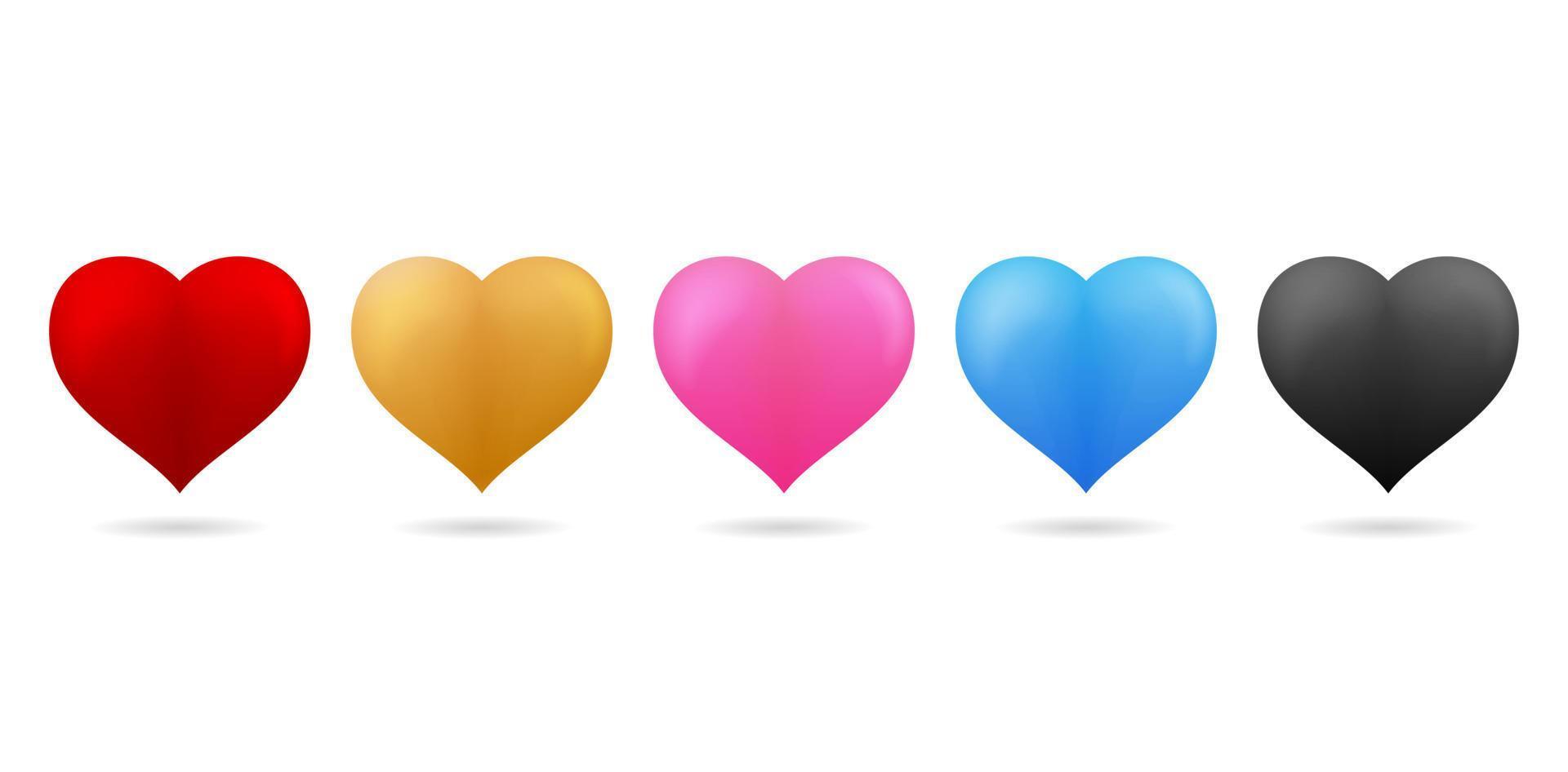 Vector illustration Set of colorful hearts isolated on white backgrounds for decks, collages, and scene designs, User interface, Branding or identity campaigns, Stationery and print layouts banner