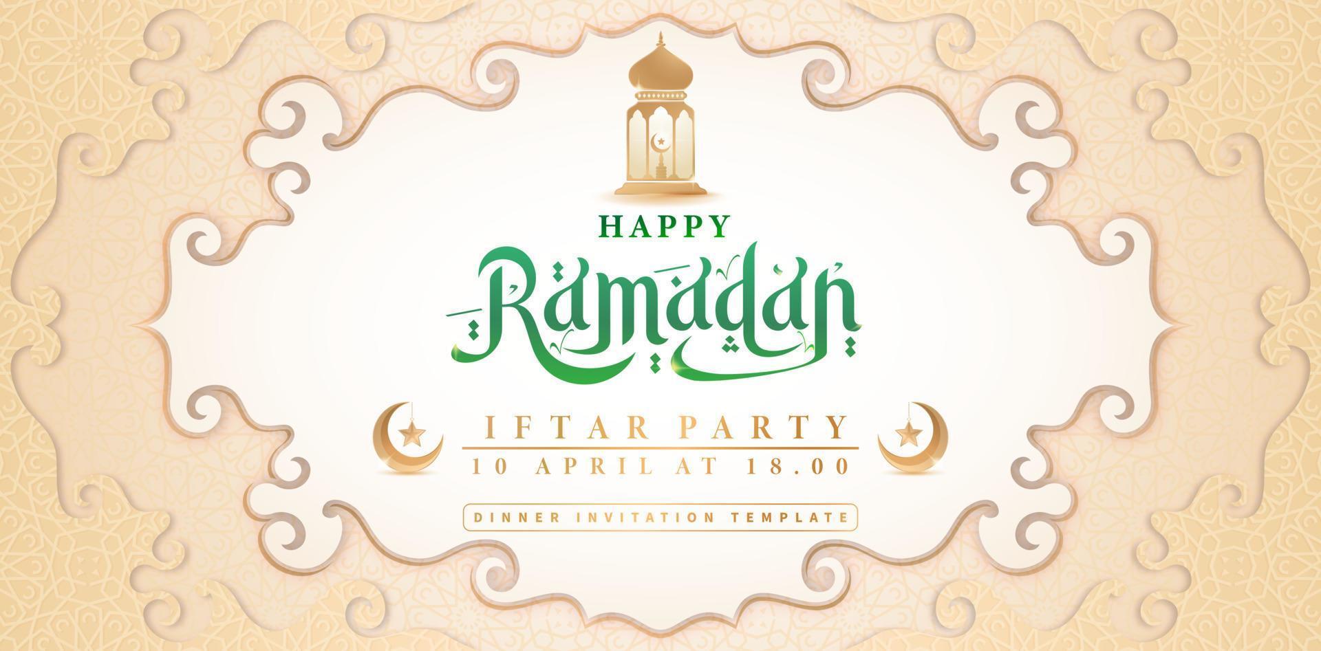happy ramadan illustration of iftar party backgrounds, applicable for website banner, corporate poster, business sign, social media posts, ads campaign, advertising agency, billboards, greeting cards vector