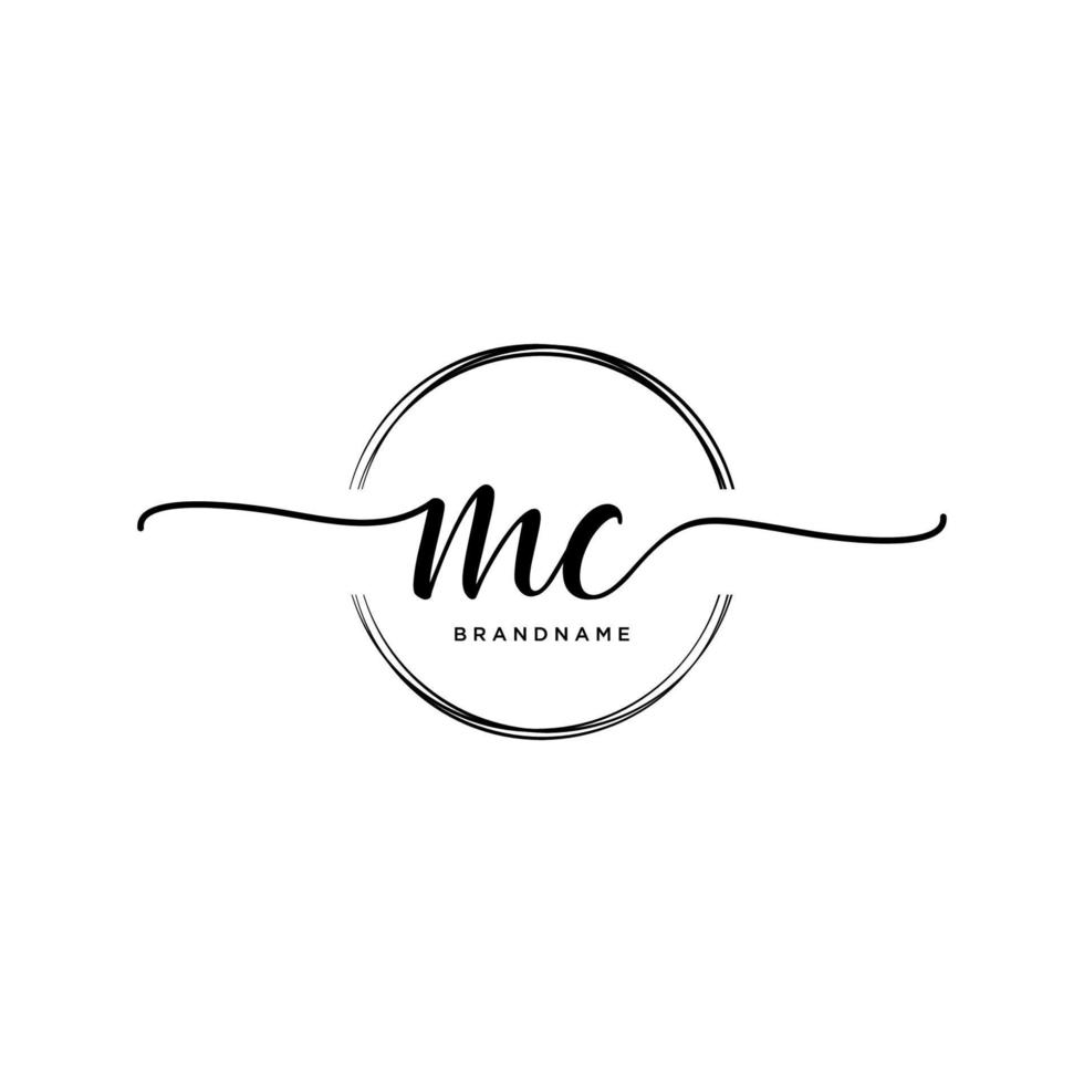 Initial MC feminine logo collections template. handwriting logo of initial signature, wedding, fashion, jewerly, boutique, floral and botanical with creative template for any company or business. vector