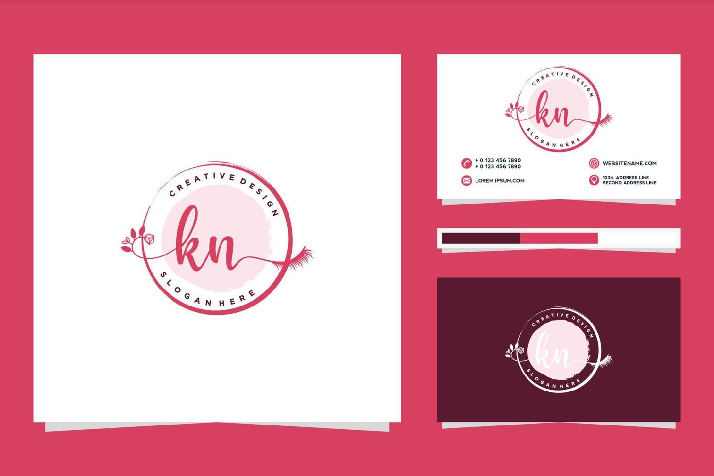 inicial kn femenino logo colecciones y negocio tarjeta templat prima vector
