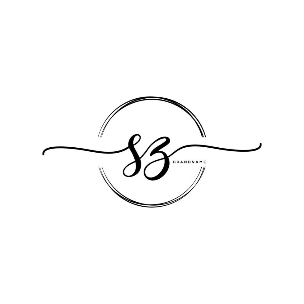 Initial SZ feminine logo collections template. handwriting logo of initial signature, wedding, fashion, jewerly, boutique, floral and botanical with creative template for any company or business. vector