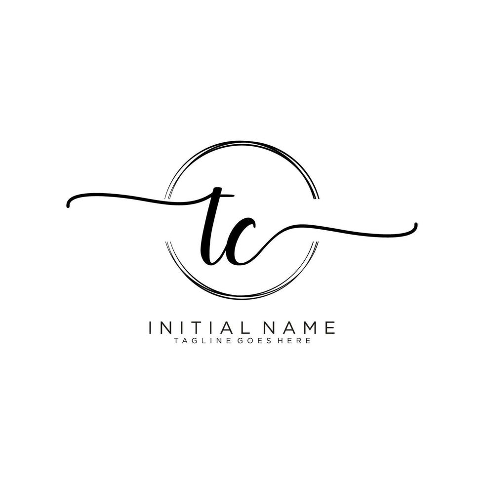 Initial TC feminine logo collections template. handwriting logo of initial signature, wedding, fashion, jewerly, boutique, floral and botanical with creative template for any company or business. vector