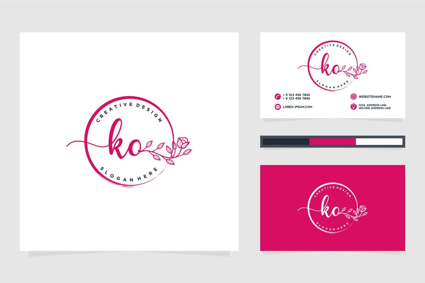 Initial KO Feminine logo collections and business card templat Premium Vector