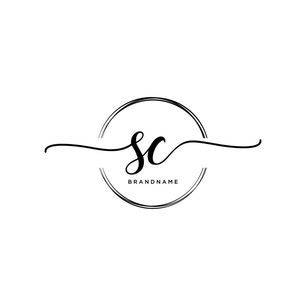 Initial SC feminine logo collections template. handwriting logo of initial signature, wedding, fashion, jewerly, boutique, floral and botanical with creative template for any company or business. vector