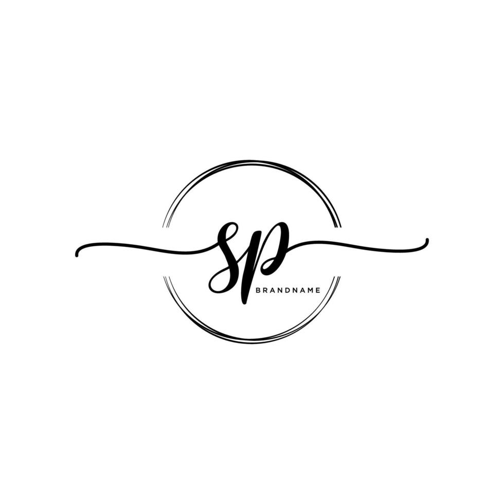 Initial SP feminine logo collections template. handwriting logo of initial signature, wedding, fashion, jewerly, boutique, floral and botanical with creative template for any company or business. vector