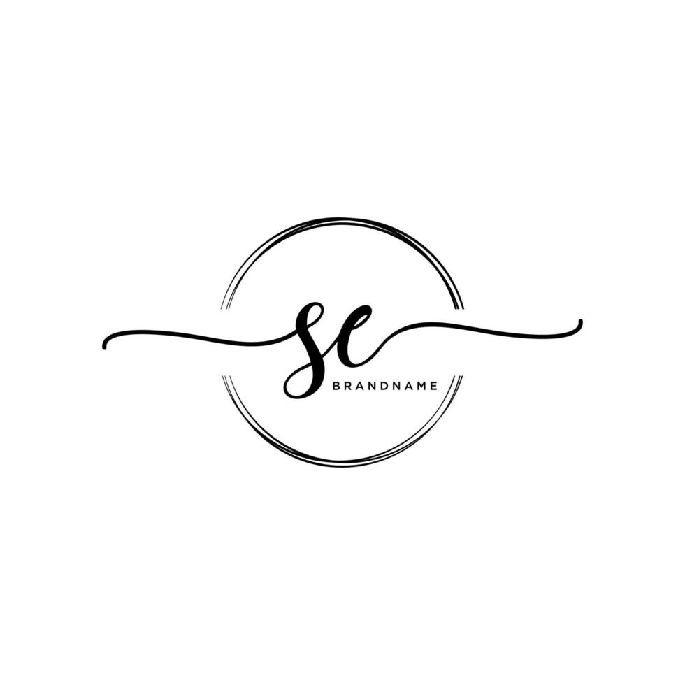 Initial SE feminine logo collections template. handwriting logo of initial signature, wedding, fashion, jewerly, boutique, floral and botanical with creative template for any company or business. vector