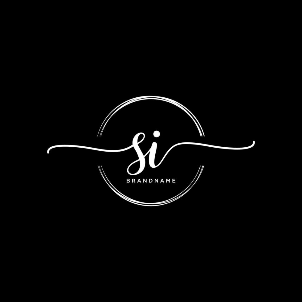 Initial SI feminine logo collections template. handwriting logo of initial signature, wedding, fashion, jewerly, boutique, floral and botanical with creative template for any company or business. vector