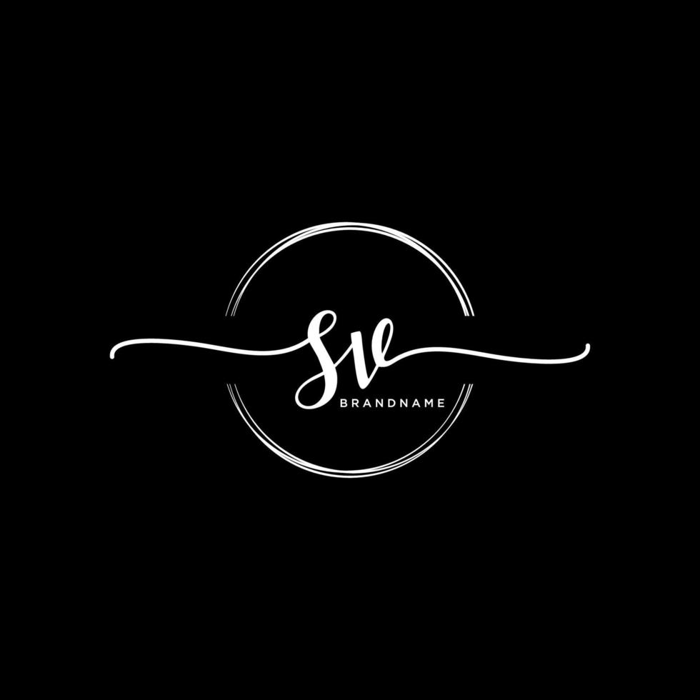 Initial SV feminine logo collections template. handwriting logo of initial signature, wedding, fashion, jewerly, boutique, floral and botanical with creative template for any company or business. vector