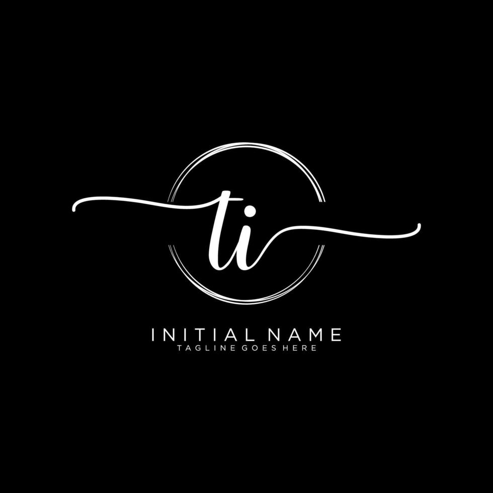 Initial TI feminine logo collections template. handwriting logo of initial signature, wedding, fashion, jewerly, boutique, floral and botanical with creative template for any company or business. vector