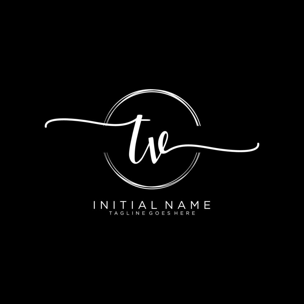 Initial TV feminine logo collections template. handwriting logo of initial signature, wedding, fashion, jewerly, boutique, floral and botanical with creative template for any company or business. vector