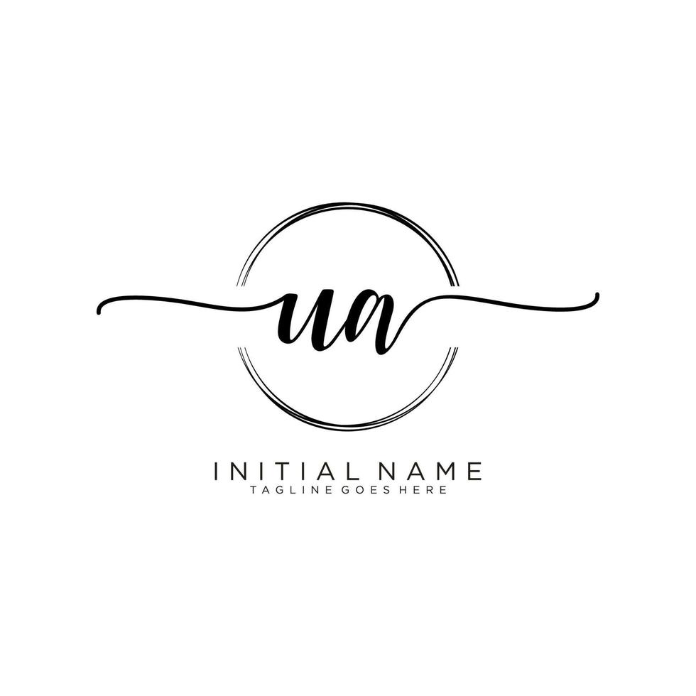 Initial UA feminine logo collections template. handwriting logo of initial signature, wedding, fashion, jewerly, boutique, floral and botanical with creative template for any company or business. vector