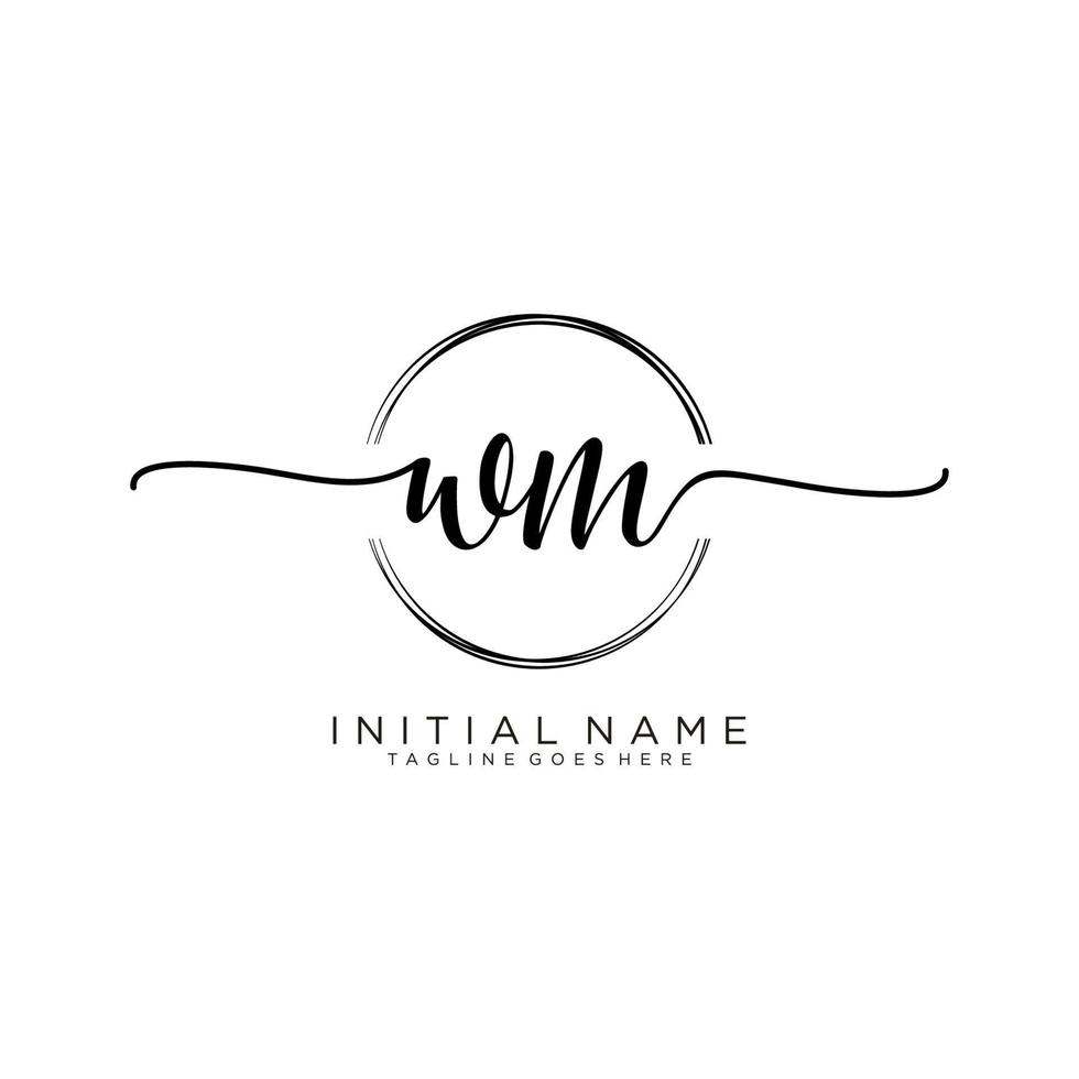 Initial WM feminine logo collections template. handwriting logo of initial signature, wedding, fashion, jewerly, boutique, floral and botanical with creative template for any company or business. vector