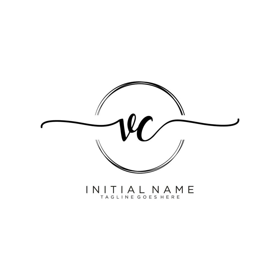 Initial VC feminine logo collections template. handwriting logo of initial signature, wedding, fashion, jewerly, boutique, floral and botanical with creative template for any company or business. vector