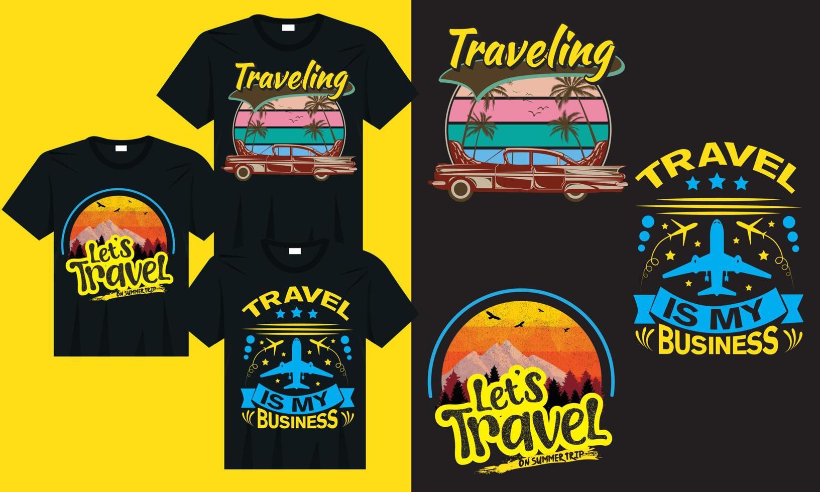 Let's travel tshirt design vector