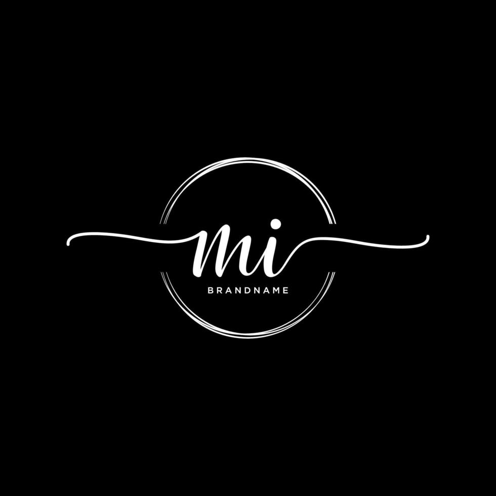 Initial MI feminine logo collections template. handwriting logo of initial signature, wedding, fashion, jewerly, boutique, floral and botanical with creative template for any company or business. vector
