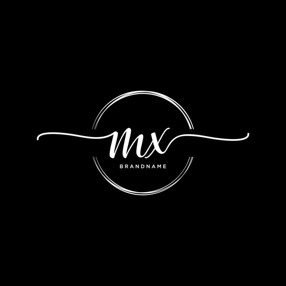 Initial MX feminine logo collections template. handwriting logo of initial signature, wedding, fashion, jewerly, boutique, floral and botanical with creative template for any company or business. vector